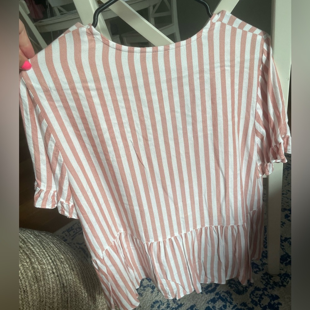 Madewell pink and white striped blouse - Picture 2 of 4